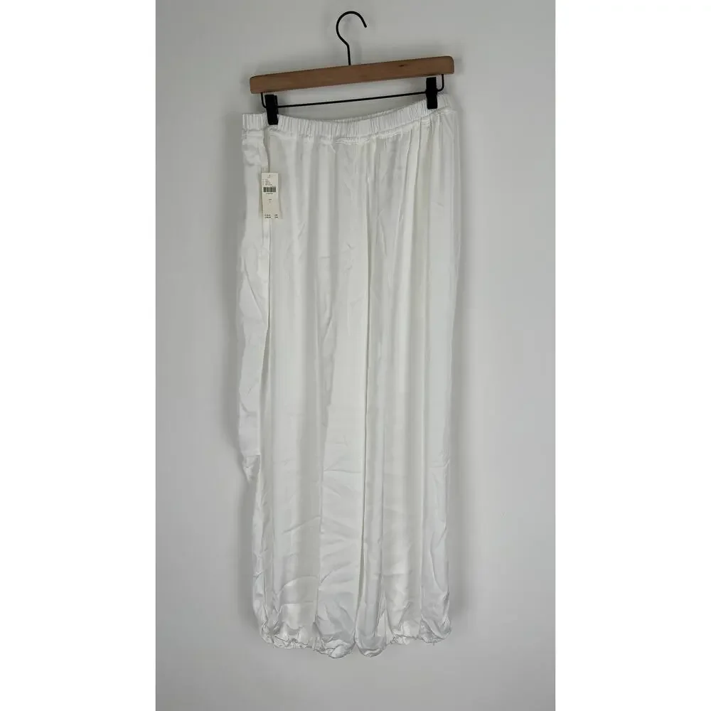 Maeve Anthropologie Pull On Silky Parachute Pants Womens Size Large White New